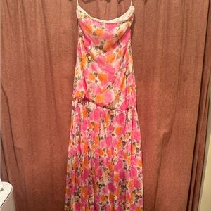 12th Tribe Floral Maxi Dress in Pink and Orange